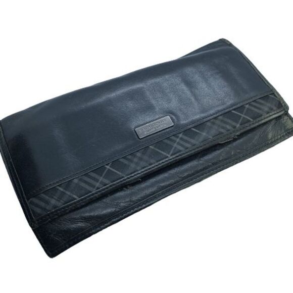 Authentic Burberry Black Label Slim Leather Long Wallet - Picture 1 of 11